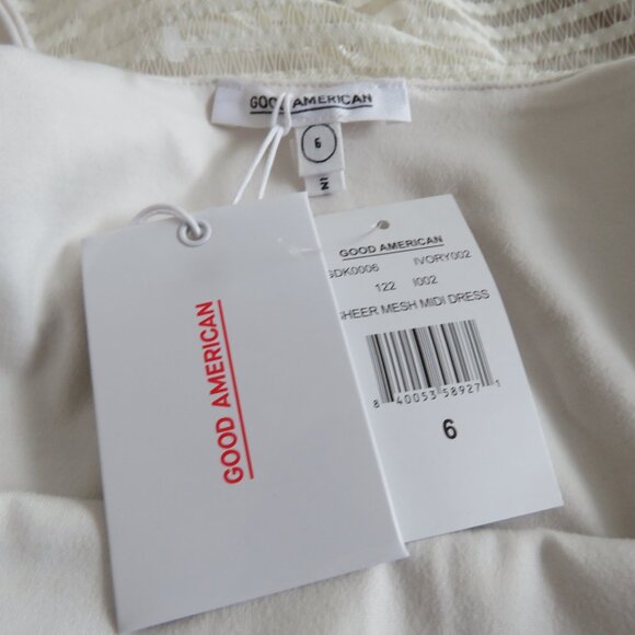 GOOD AMERICAN Sheer Mesh Midi Dress in Netural Ivory - GA Size 6 / 3XL NWT - Picture 14 of 14